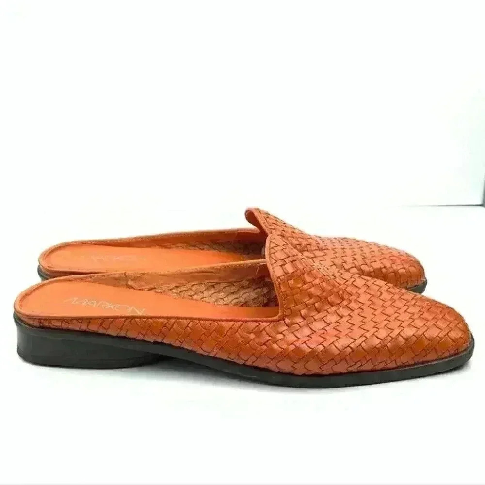 Markon flat 10 W Murphy burnt orange leather mules